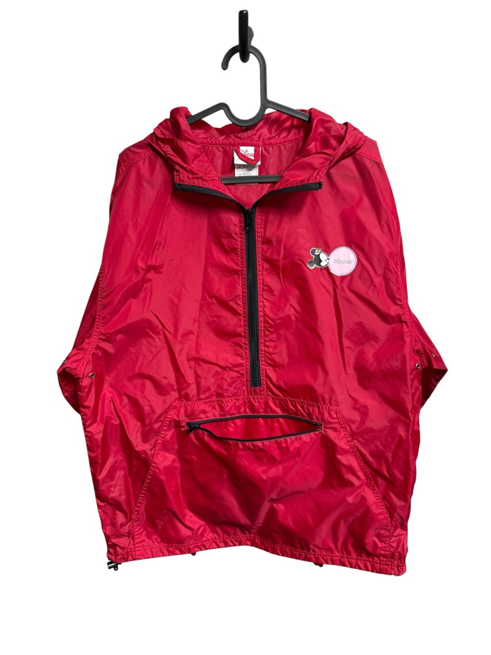 Disney Shopping Minnie Mouse Packable Hooded Windbreaker Pullover Jacket Red Siz
